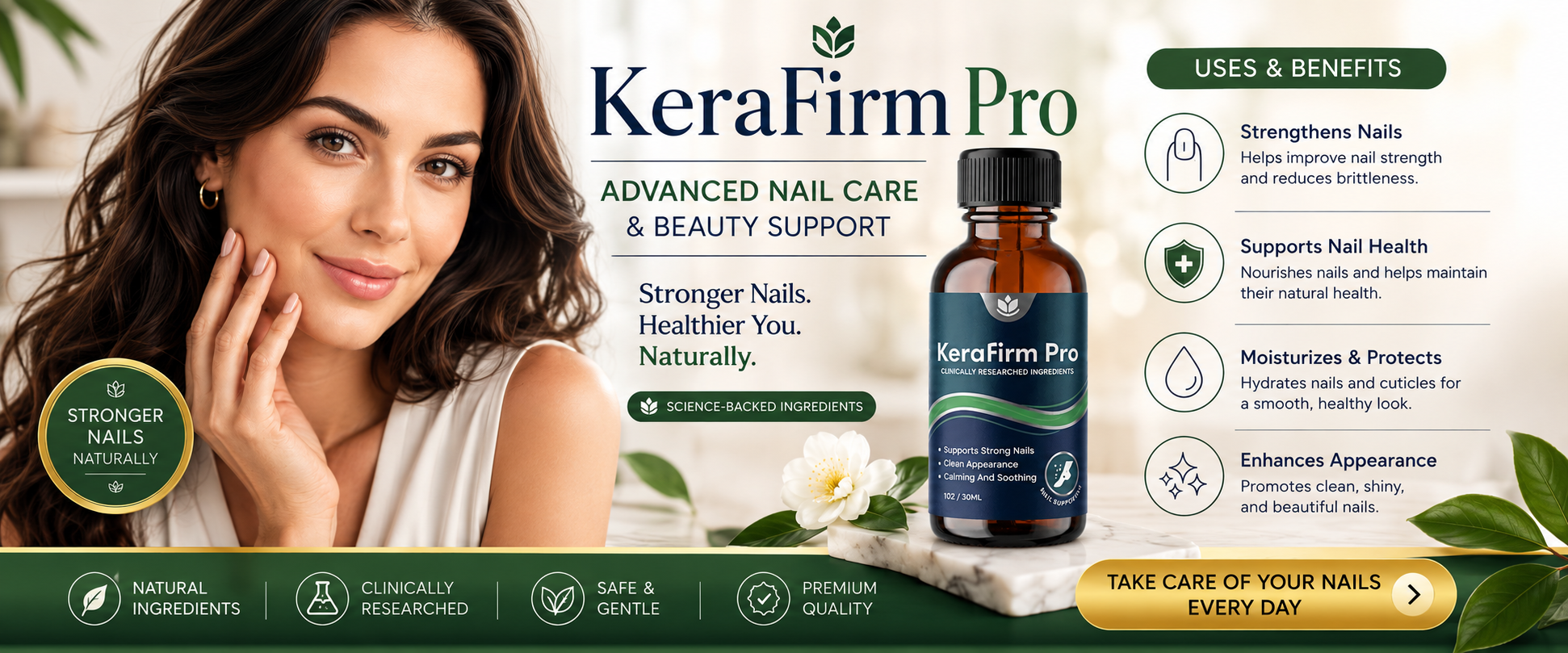 KeraFirm Pro advanced nail care serum bottle with benefits and natural ingredients